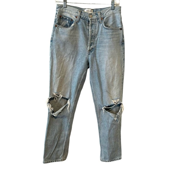 Agolde Denim - Agolde Women's Riley‎ Clear Skies High-Rise Straight Crop Jeans in Size 27